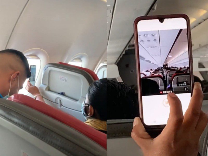 Mujer graba todo su viaje en avión e incomoda a pasajero