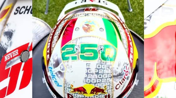 Checo Pérez celebra 250 carreras en F1 con casco mexicano