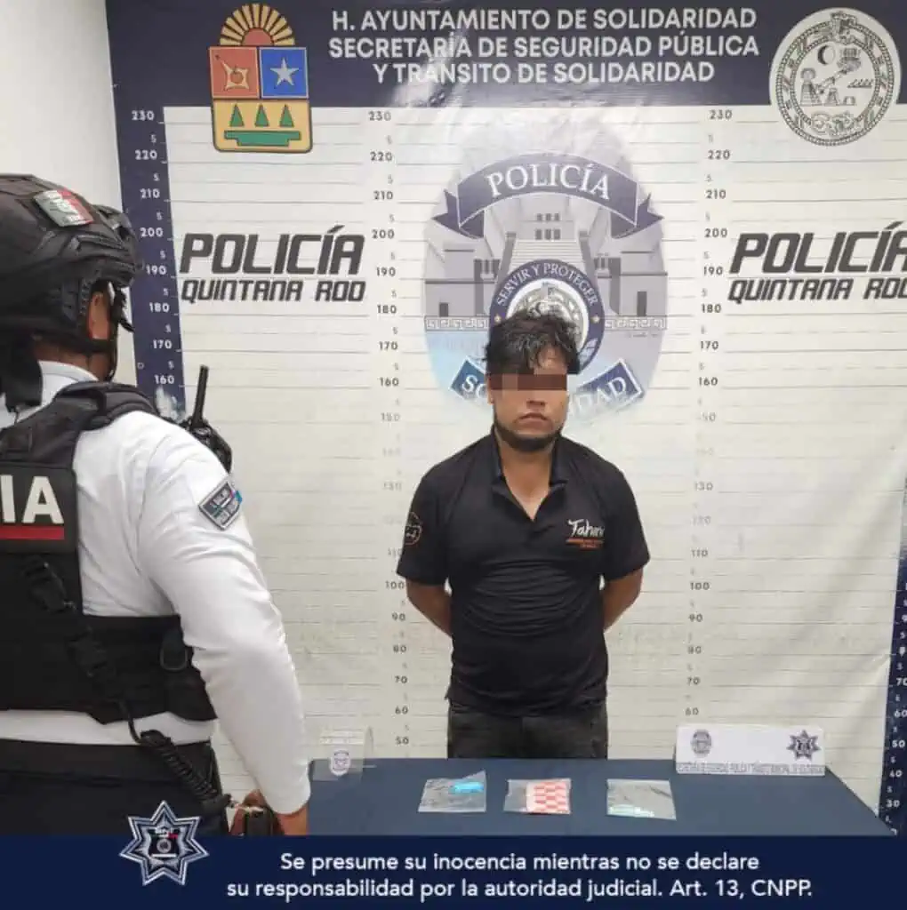 La Policía Municipal de Solidaridad detuvo a tres sujetos por narcomenudeo