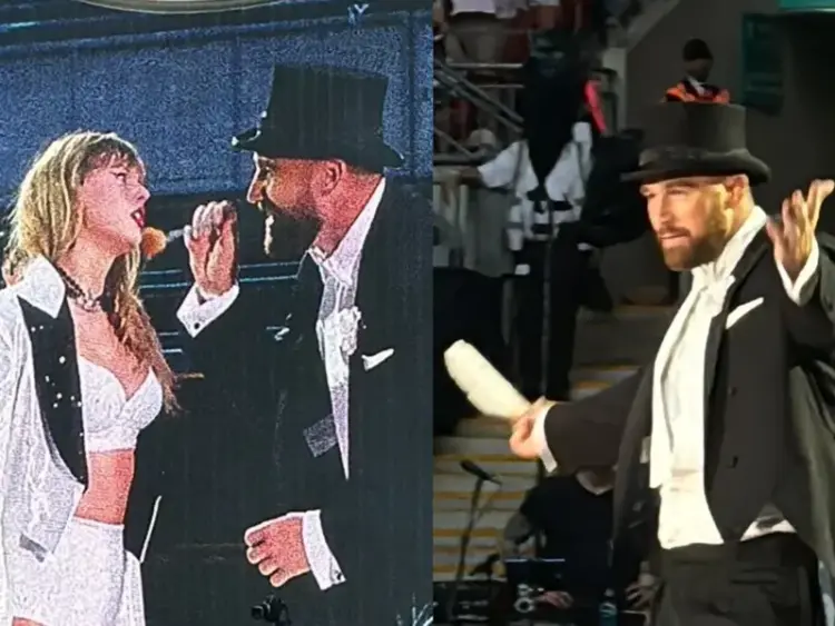 Taylor Swift sorpende en concierto con Travis Kelce como bailarín