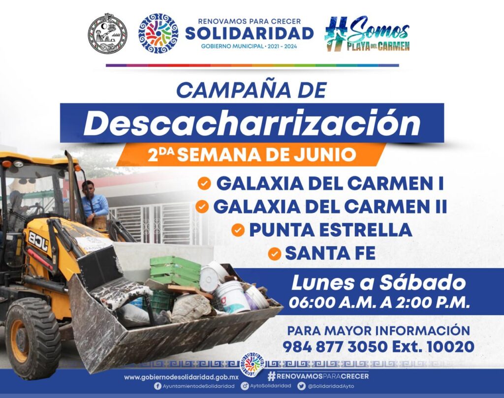 Conoce el calendario de descacharrización en Solidaridad